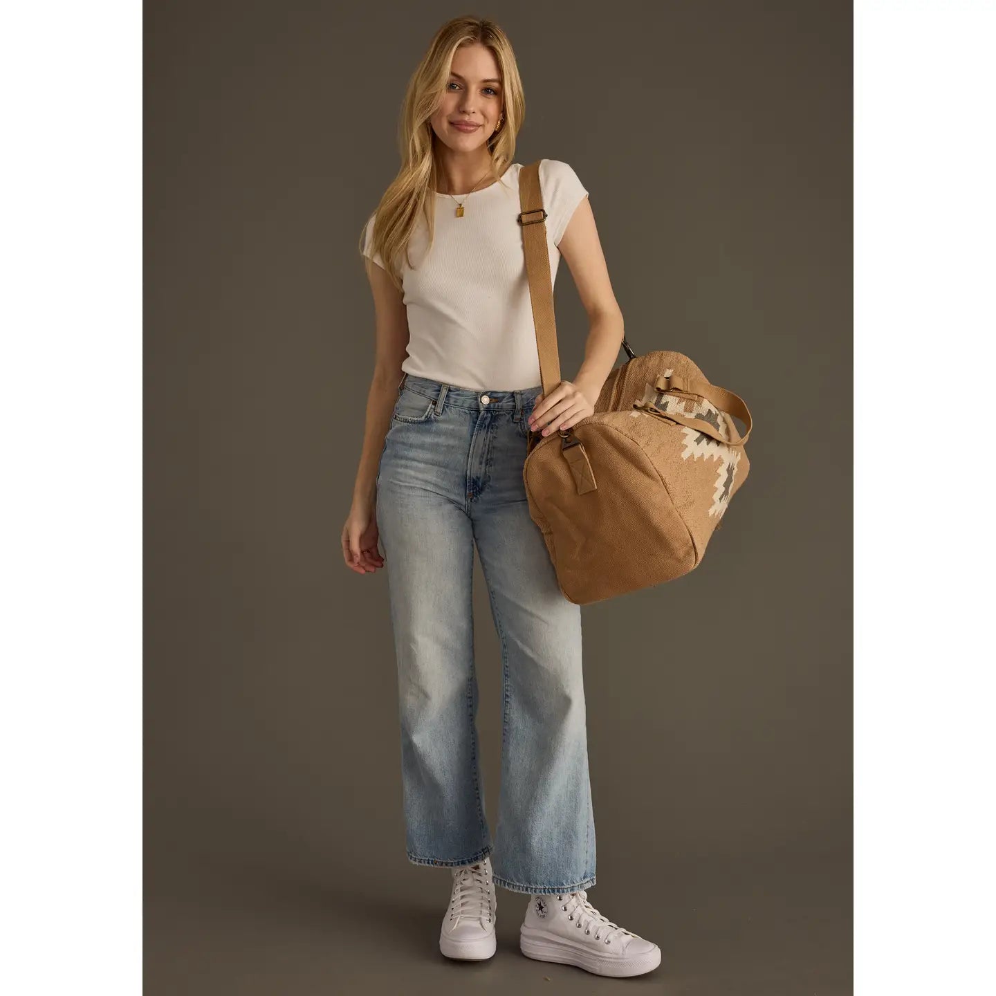 Tan, Cream & Gray Aztec Duffel