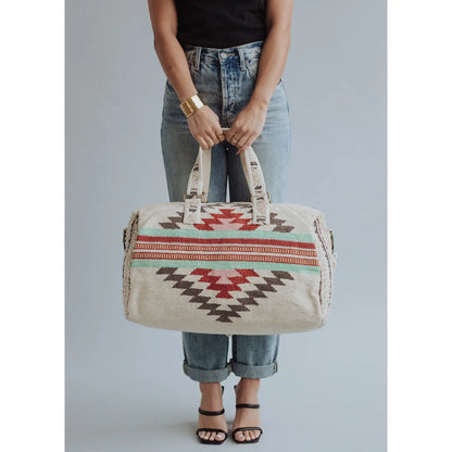 Beige, Brown & Red Aztec Duffel
