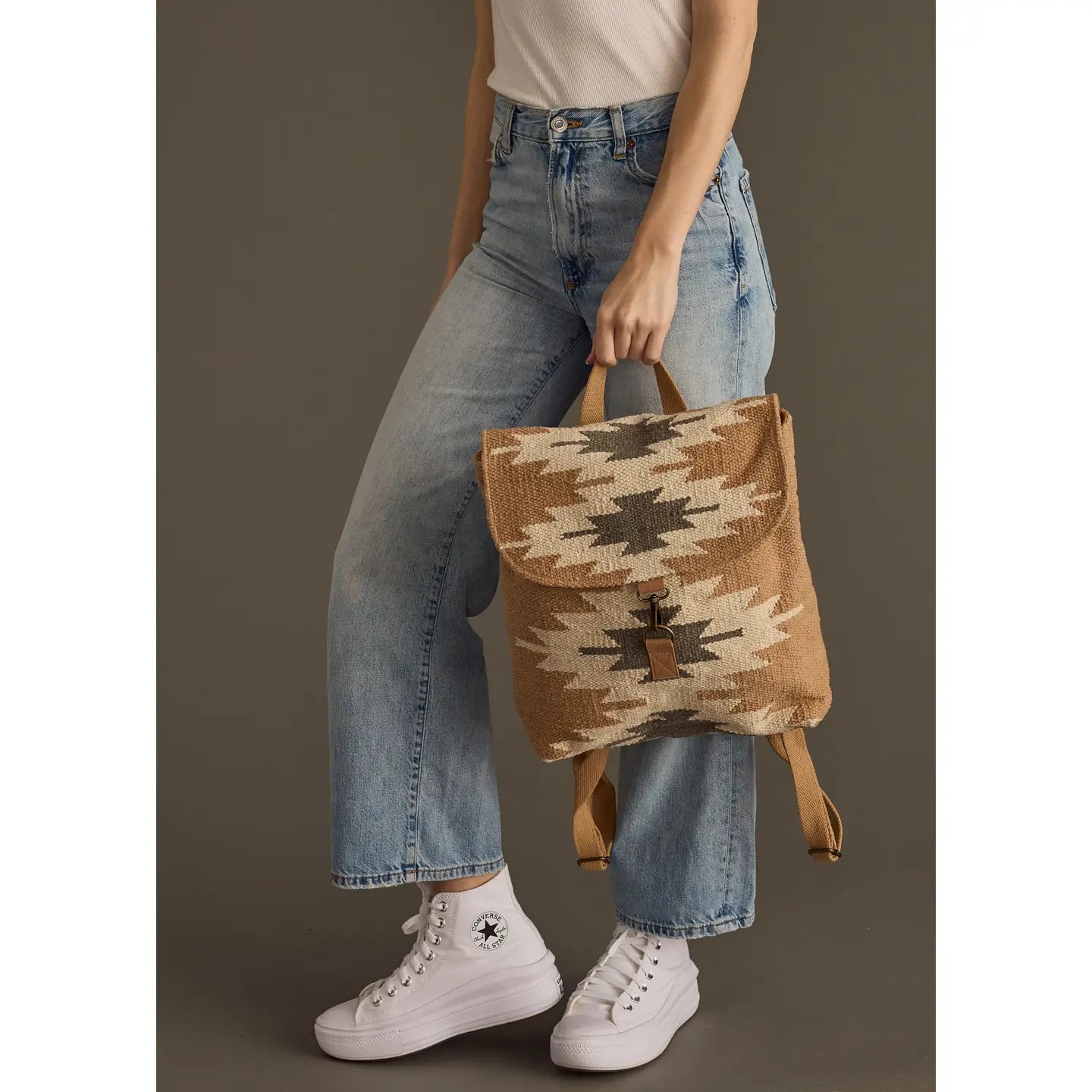 Tan, Cream & Gray Aztec Backpack