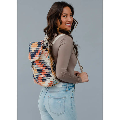 Cream & Multicolored Aztec Backpack