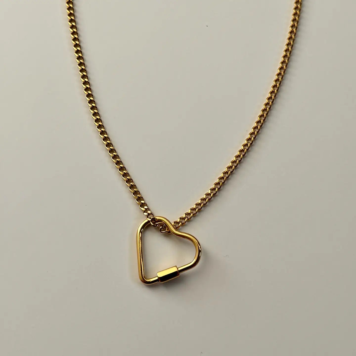 Heart Carabiner Necklace- Gold