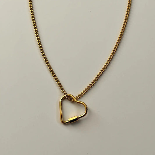 Heart Carabiner Necklace- Gold