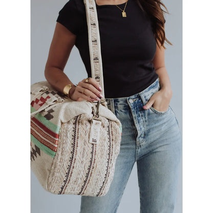 Beige, Brown & Red Aztec Duffel