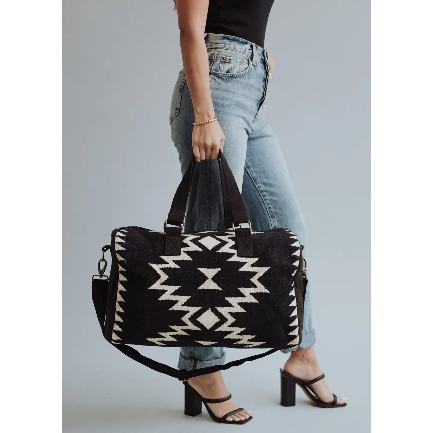 Black & Cream Aztec Duffel