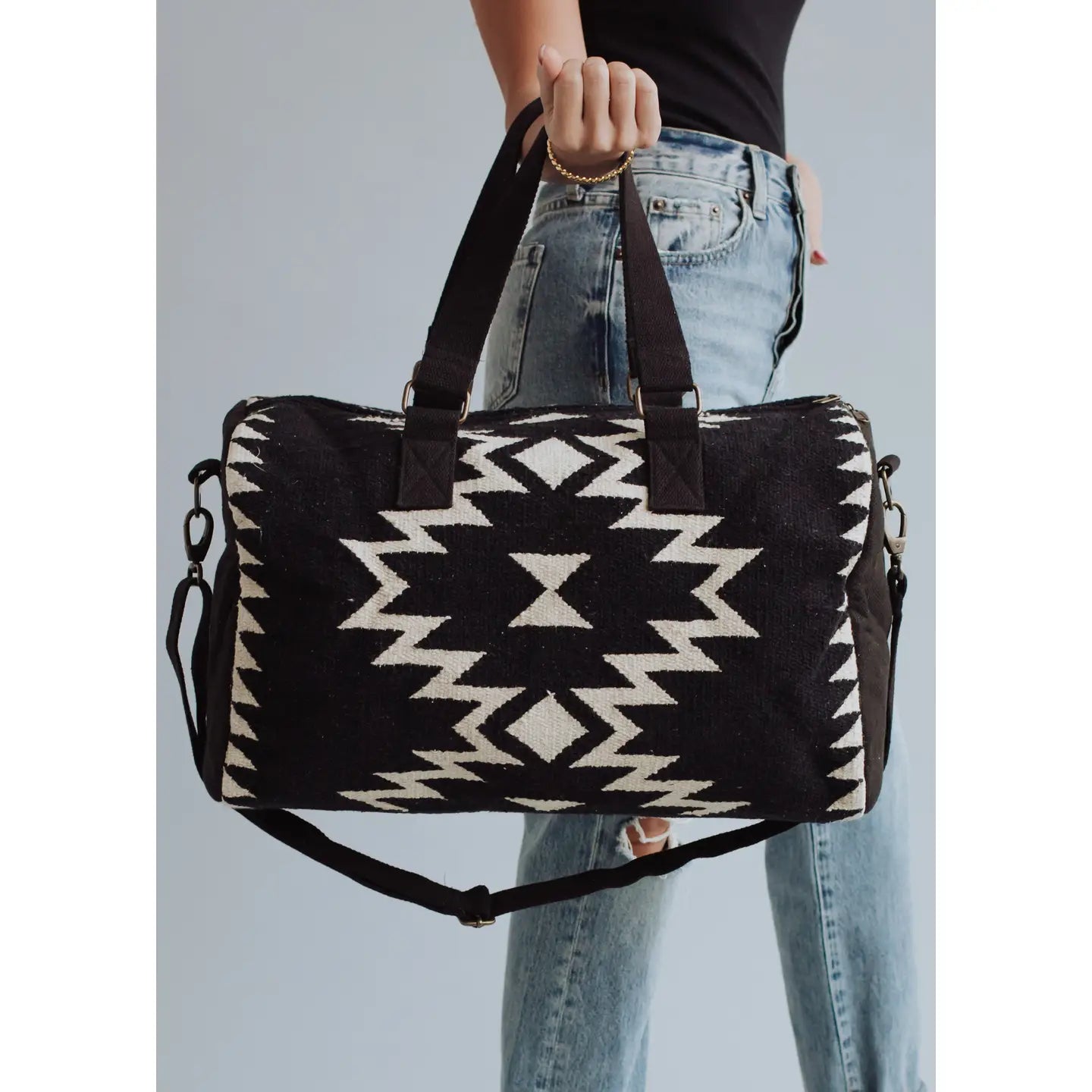 Black & Cream Aztec Duffel