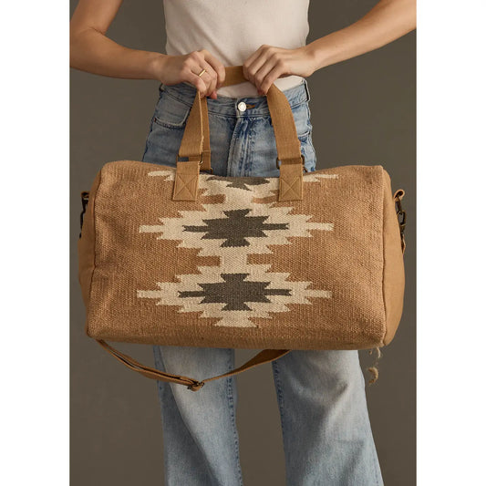 Tan, Cream & Gray Aztec Duffel