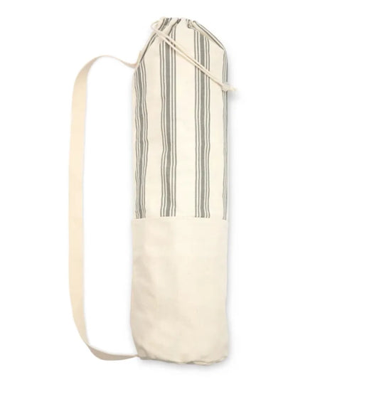 Drawstring Yoga Mat Carrier Bag - Gray Striped