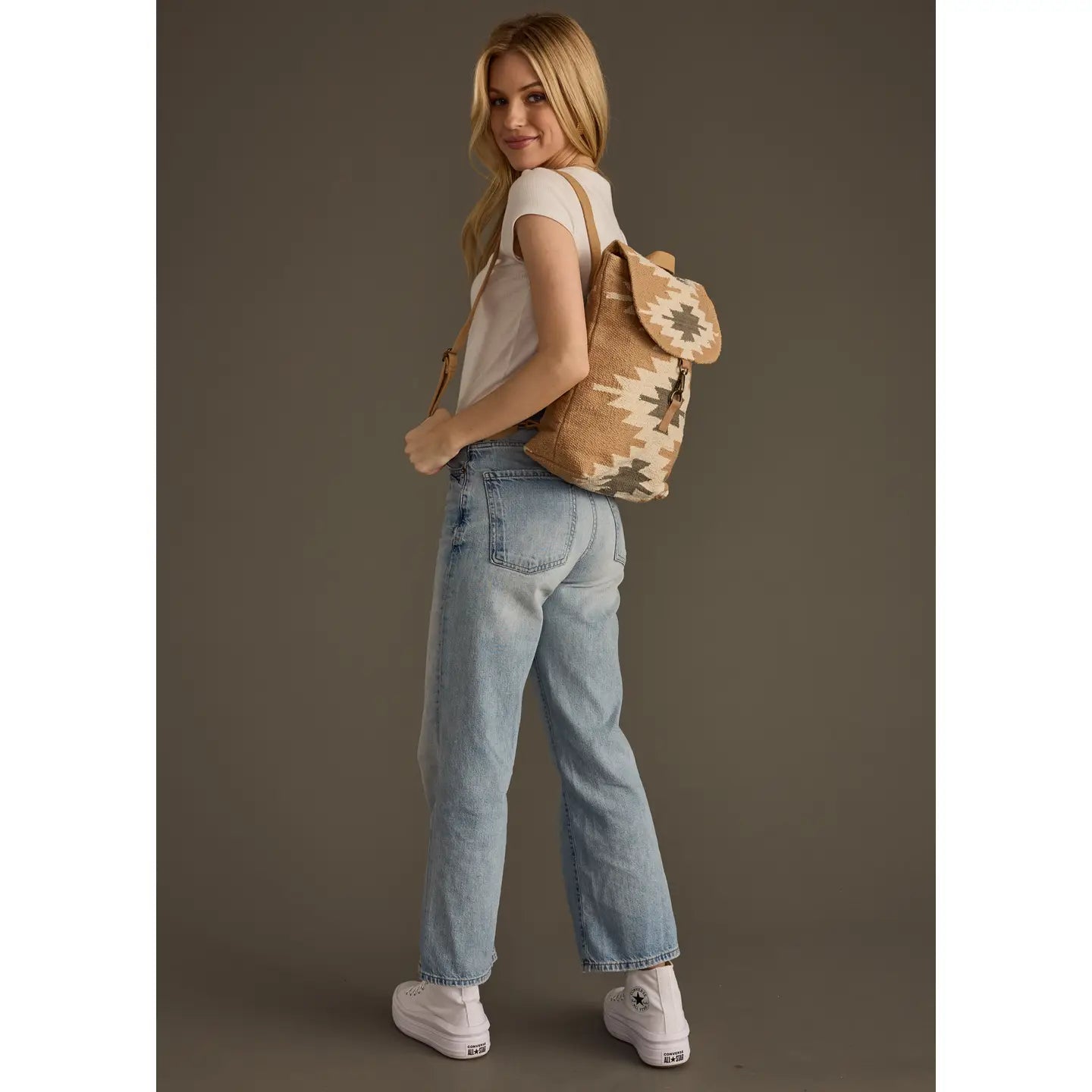 Tan, Cream & Gray Aztec Backpack