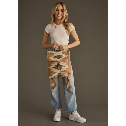 Tan, Cream & Gray Aztec Backpack